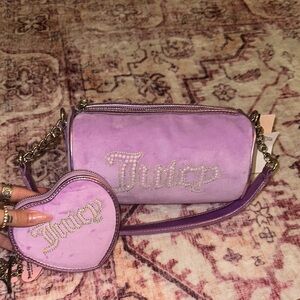 Juicy Couture Purple Shoulder Bag Set Metallic Finish